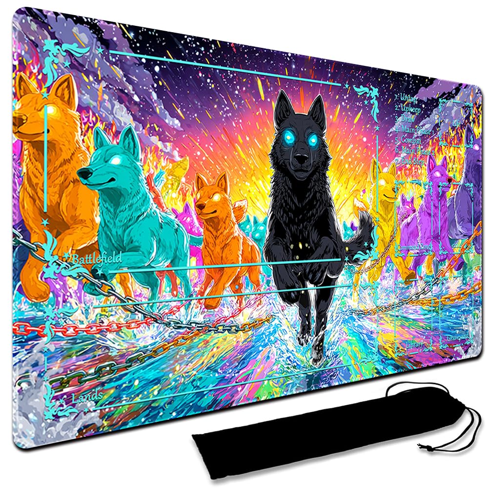 MTG Playmat,With Waterproof Storage black Bag Szie 60 x 35CM , With Zone MTG playmat Stitched Edges Game Play Mat Trading Card Game Playmats TCG Game Mat (With Zone,3) — image 1