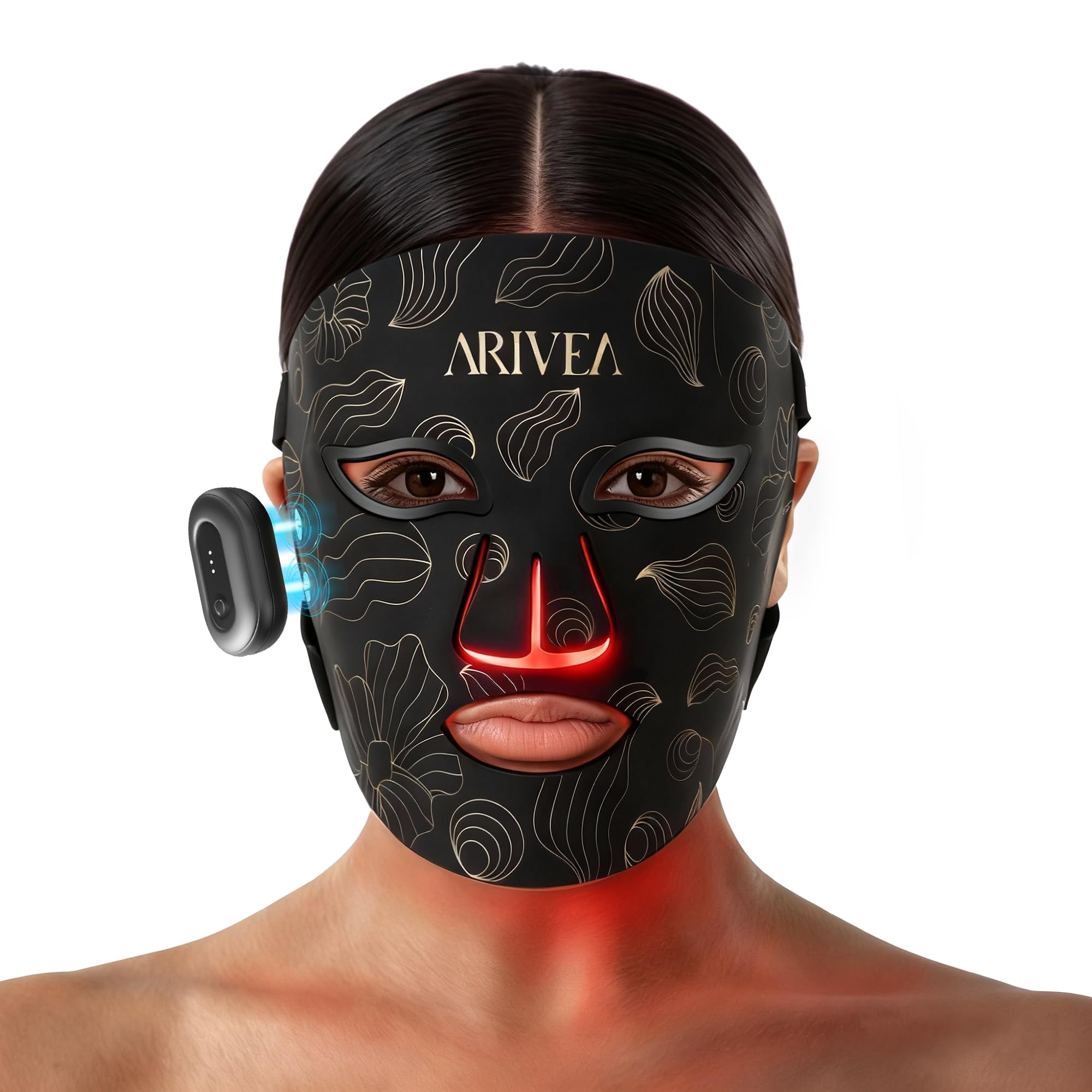 Red Light Therapy Mask for Face Portable Wireless LED Face Mask with 3 Modes Red Blue Infrared 850nm