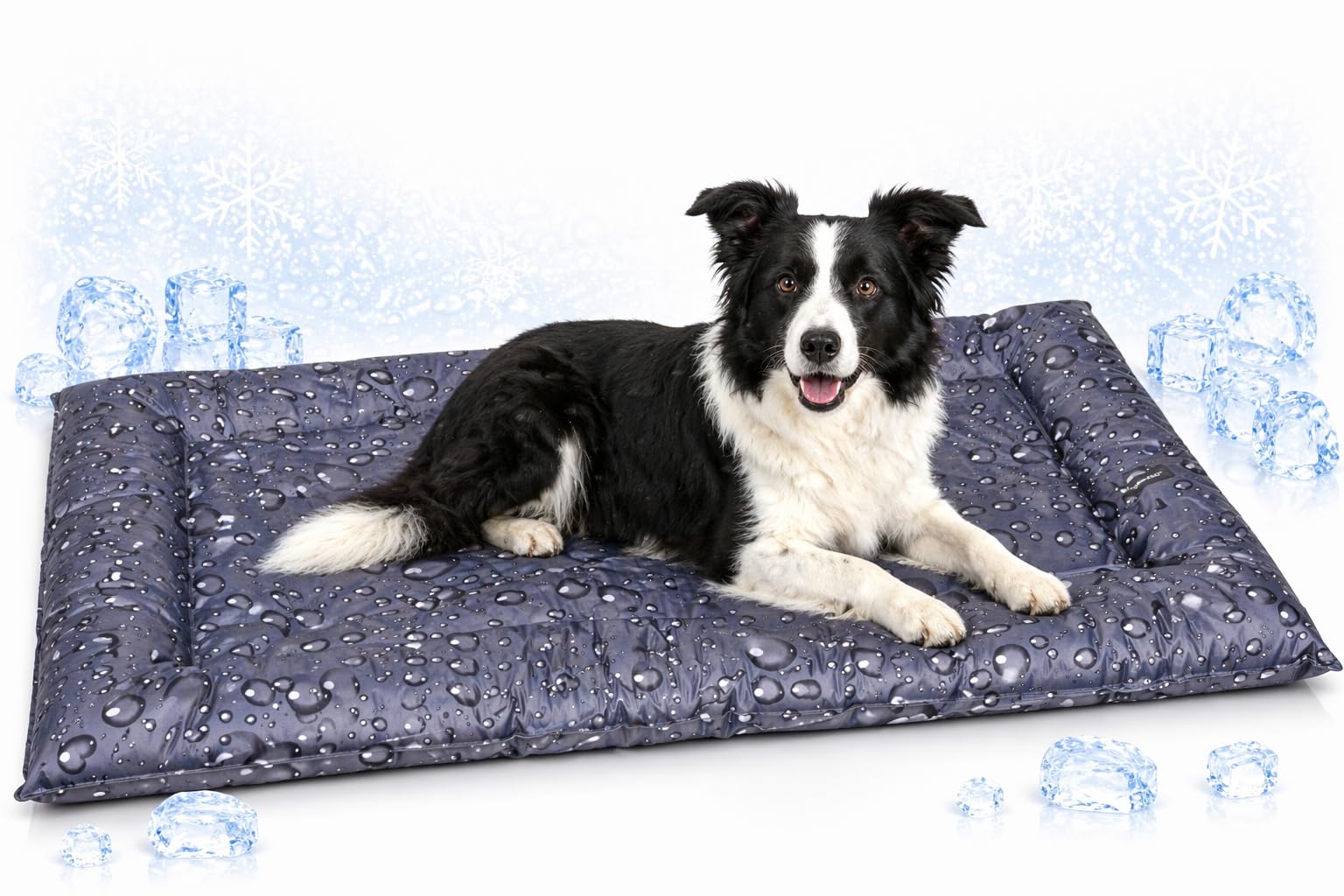 Flamingo dog cooling mat - cooling mat for dogs - cooling bed Drop grey L - 91x76x6 cm - gel - foldable