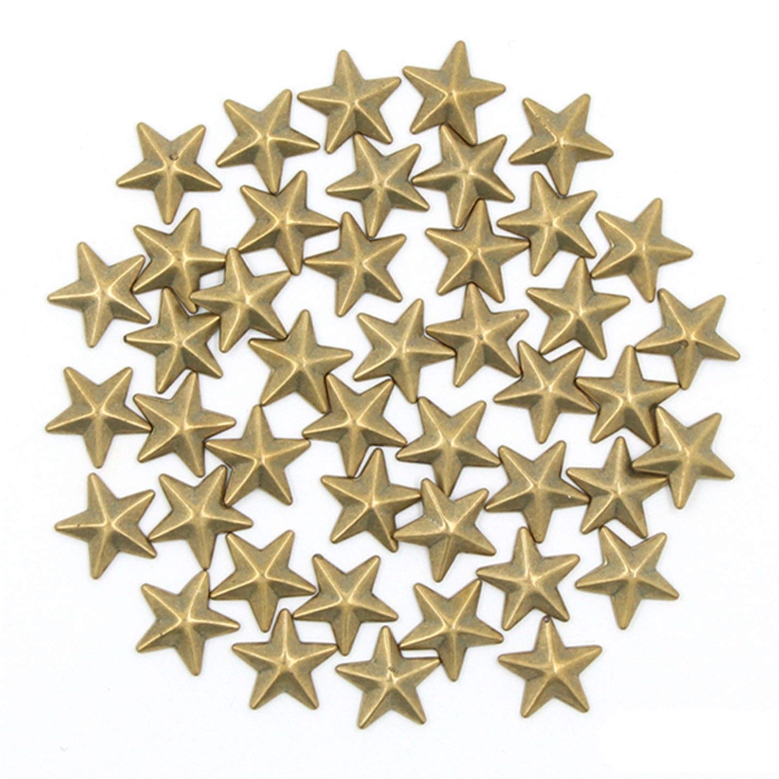 100Pcs 8/10/15mm Star Shape Copper Metal Leather Rivets Iron On Clothes Stud DIY Bags zhengpingpai (Color : Bronze, Size : 15mm)