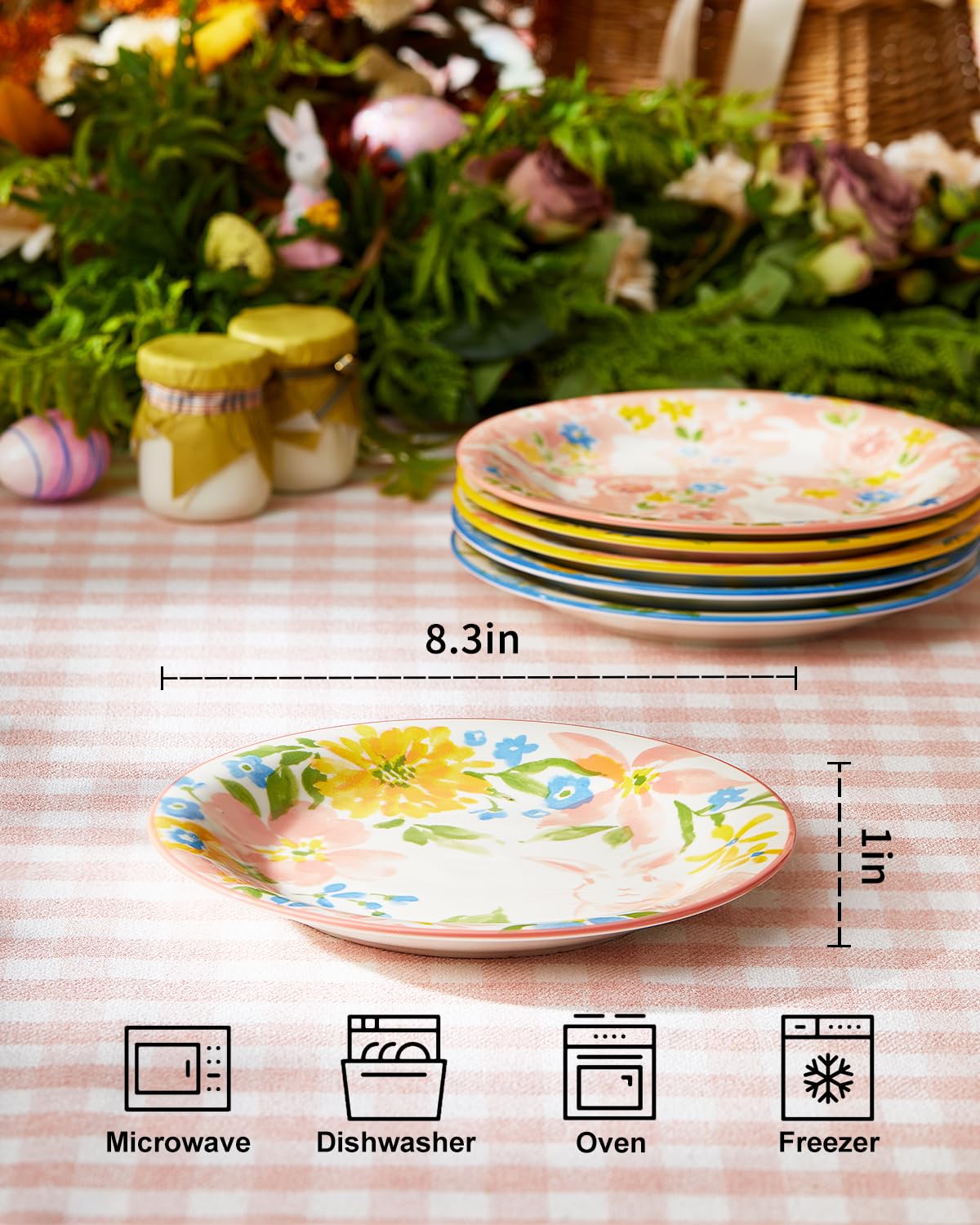 Platos Cuadrados Bico Pastel Lop Bunny 6-inch Ceramic Appetizer