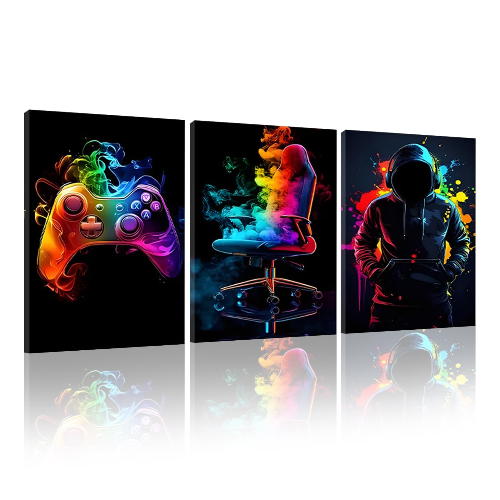 KiKiHong Gaming Framed Wall Art Set of 3,Gaming Wall Decorations — image 1