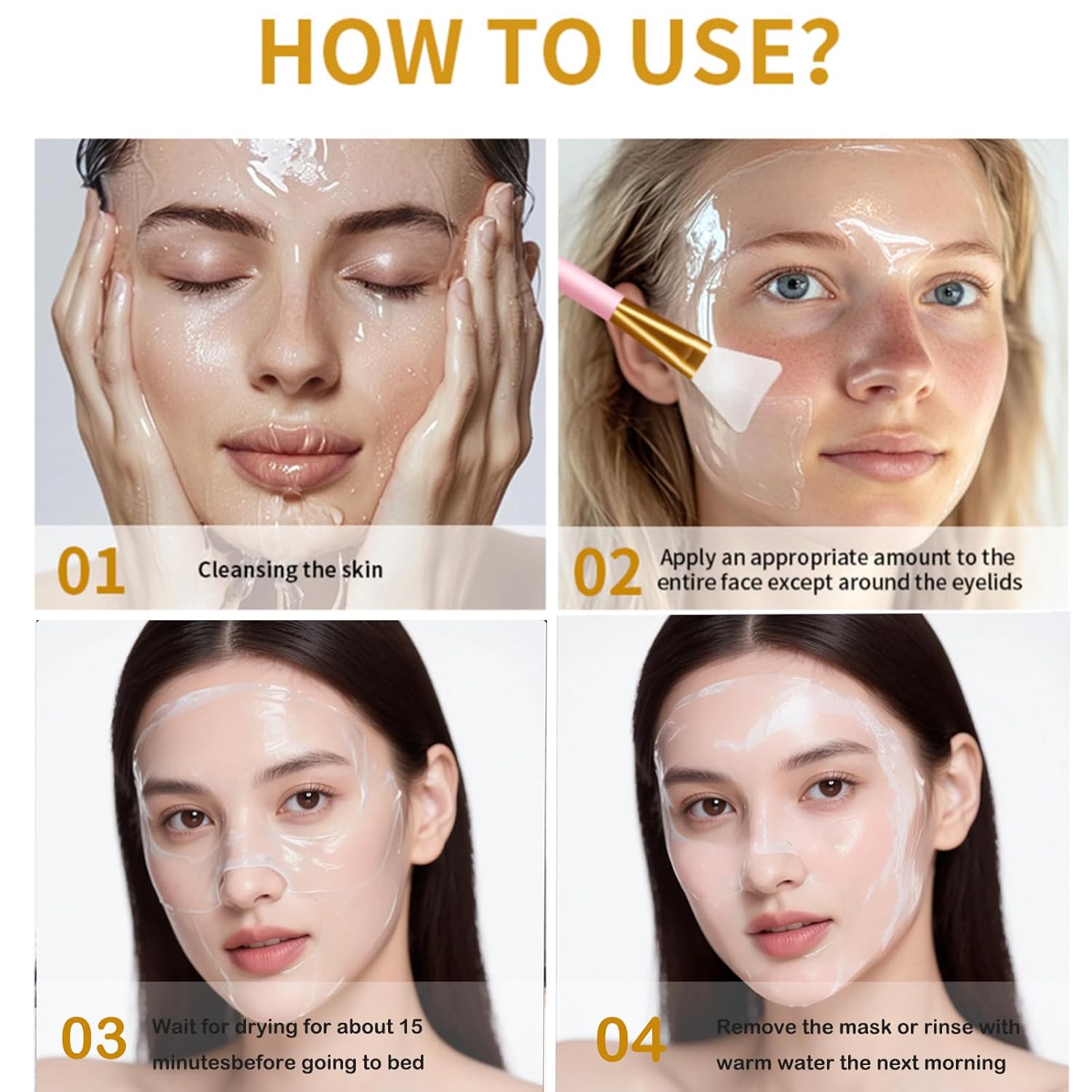 Collagen Overnight Wrapping Mask Peel Off Collagen Face Mask, Hydrates & Firming Korean Overnight Collagen Facial Hydrogel Masks For Glass Skin - Image 8