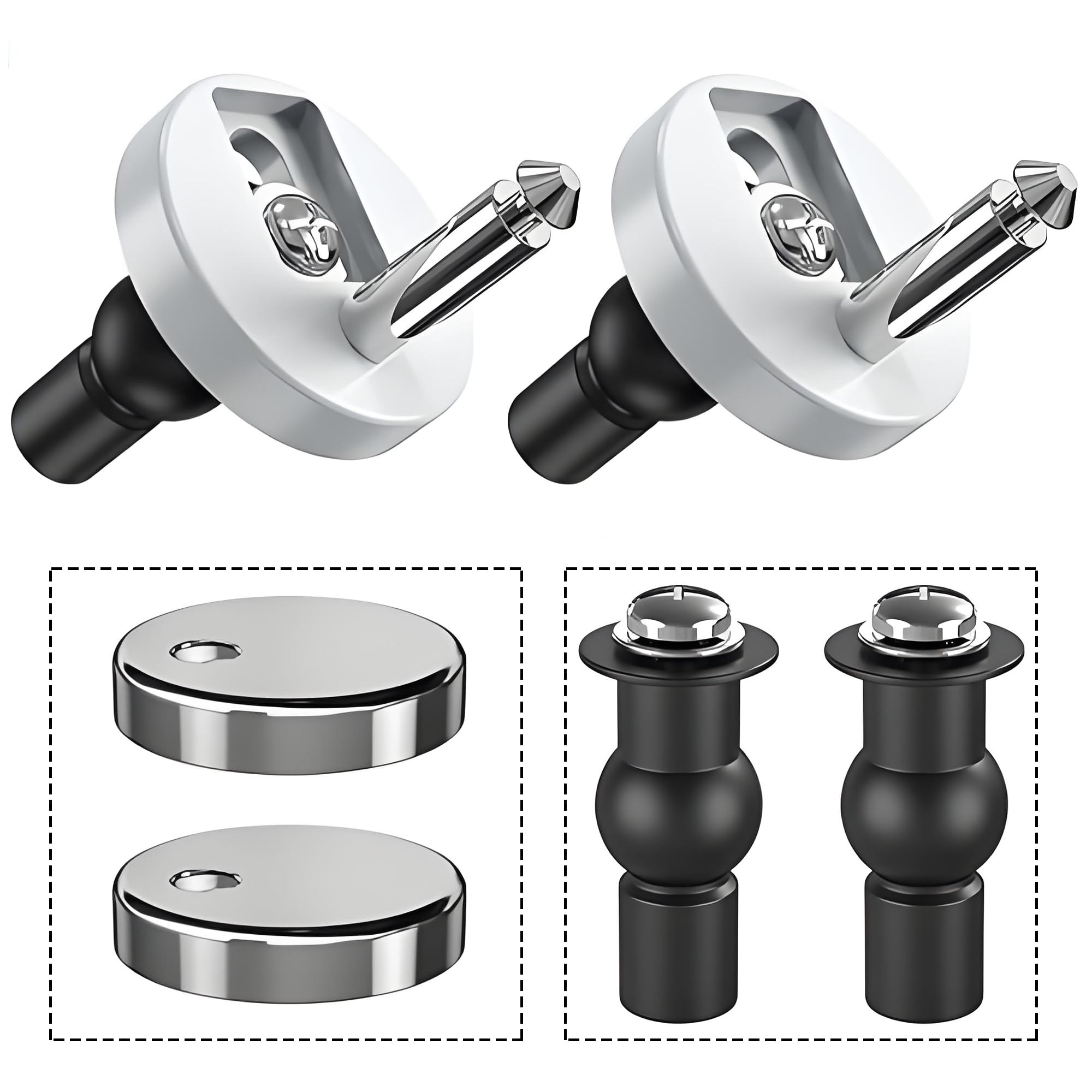 2 Pcs Toilet Seat Hinges Fittings, Quick Release Toilet Seat Fixings, UpgradeTop Fix Blind Hole Fittings - Image 3