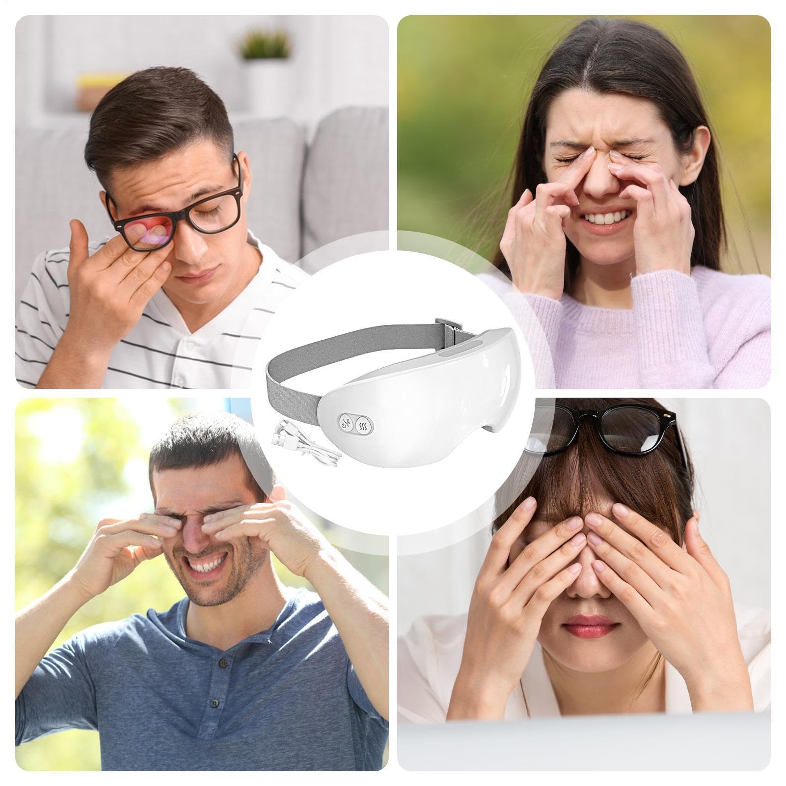 Smart Sleep Cover - Maschera massaggiante per occhi, con impacco elettrico riscaldante, silenzioso, comodo, lenitivo, per alleviare l'insonnia, rilassante, notturno, benda per adulti, uomini e donne