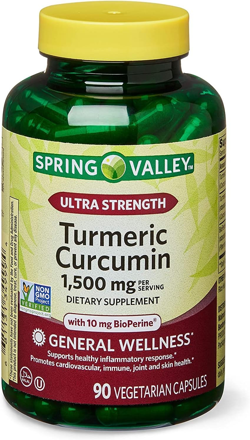 Spring Health 2 Set- Spring Valley Ultra-Strength Turmeric Curcumin 1,500mg 90 Capsules + Your Vitamin Guide, 1.0 Count Spring Health 2 Set- Spring Valley Ultra-Strength Turmeric Curcumin 1,500mg 90 Capsules + Your Vitamin Guide, 1.0 Count