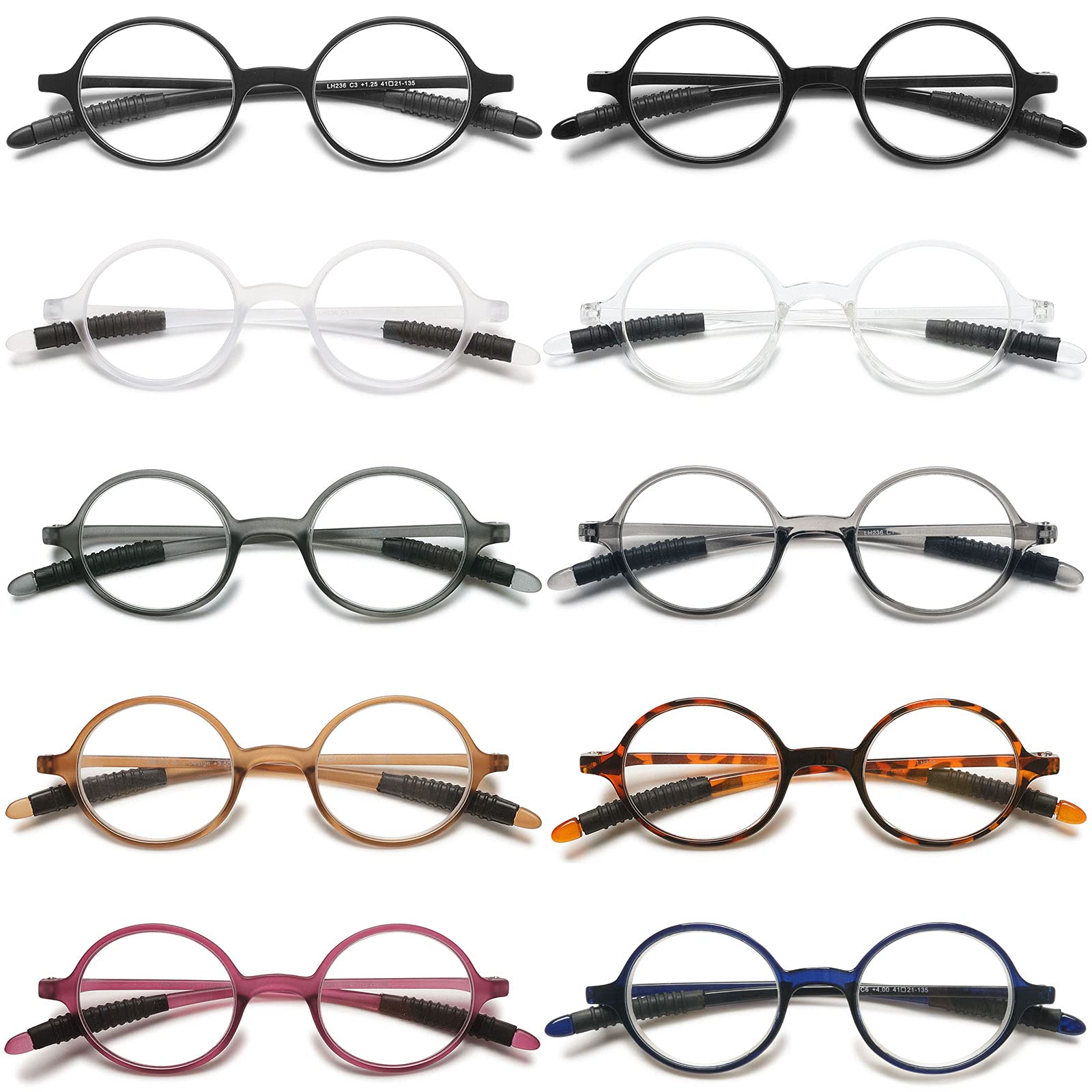 VEVESMUNDO Redondo Gafas de Lectura Pequeñas Ligeras Vintage Flexibles Vista Presbicia para Mujer Hombre — view 8