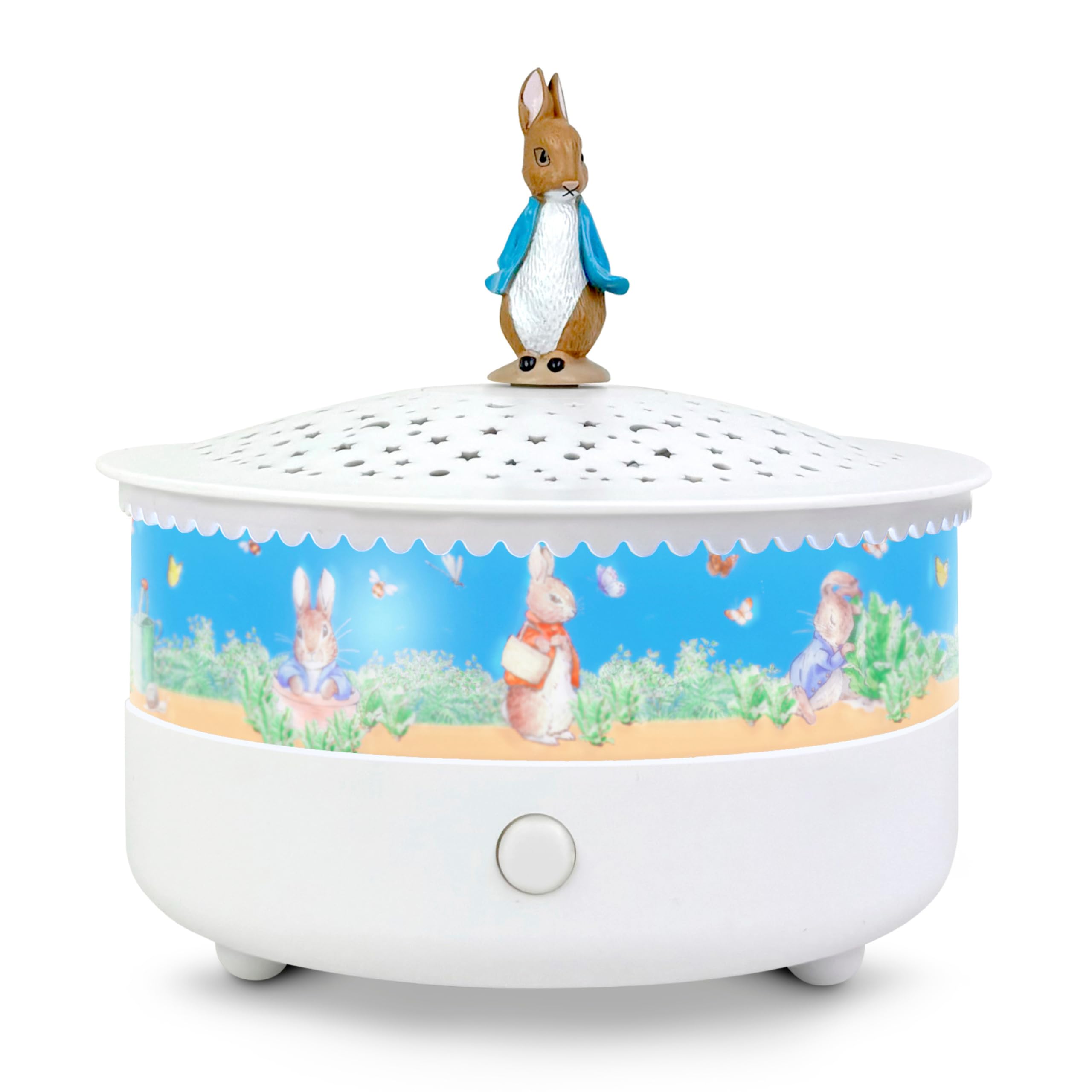 Trousselier - Lampka nocna - Gwiazdy Projektor Kamień Królik © 14 Cm - Muzyczne - Wykrywanie Płaczu - Akumulator USB
