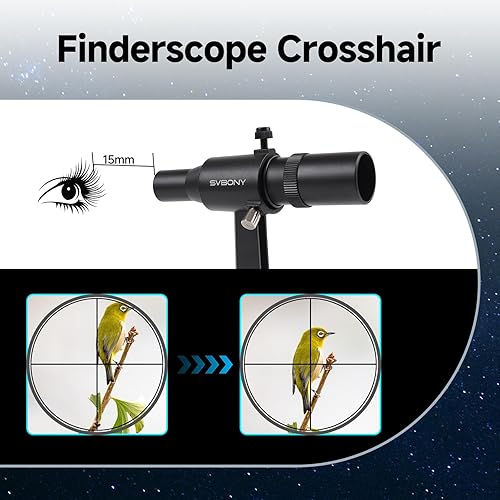 Miniatura 12 de SVBONY SV182 Finderscope, buscador óptico de imagen correcta en ángulo recto, alcance de 6 x 30 para telescopio de astronomía, con mira y soporte
