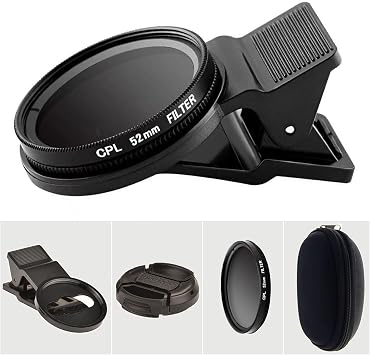 52mm CPL Filter Phone Camera Lens Clip-on Polarizing Lens for iPhone