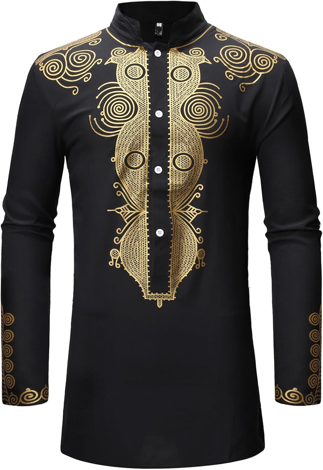 HEFASDM Men's African Dashiki 2 Piece Suit Traditional Long Sleeve Kurta and Pants Outfits Set - Image 3