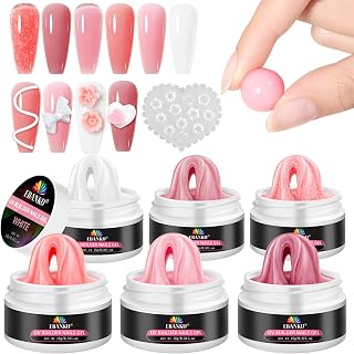 EBANKU Hard Builder Gel for Nails, 6 Colors Non-Sticky Hand Nail Extension Solid Builder Gel Sculpture Builder Gel Nail Extension Gel Kit with Silicone Mold for Nail Salon Home