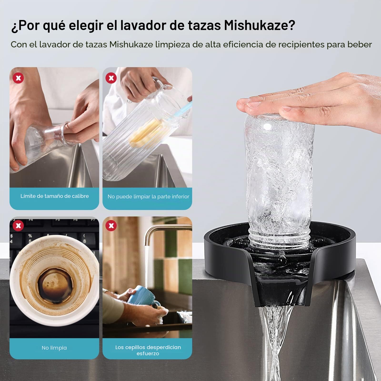Lavadora de Vidrio Enjuagadora, enjuague para vasos de alta presión puede reducir la intensidad del trabajo | limpieza del biberón | 10 años de garantía
