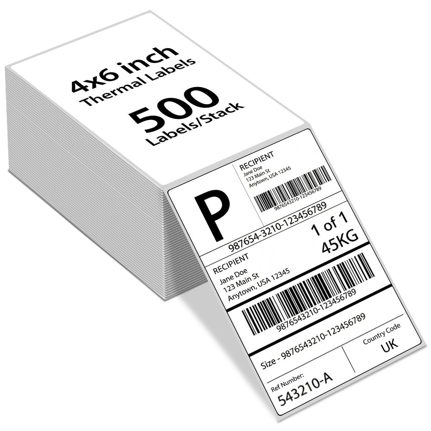 Direct Thermal Printer 4X6 Labels 100mm x 150mm White Fanfold Permanent Adhesive Shipping Labels Compatible with Etsy, Shopify, Ebay, Amazon, Royal Mail, FedEx 500 Labels