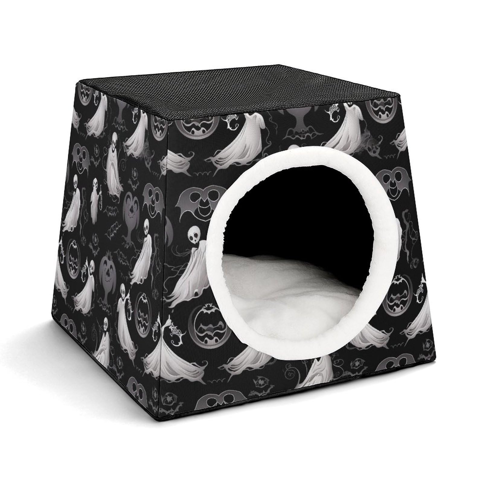 Hutte gothique d'Halloween pour animaux contre le froid et le stress
