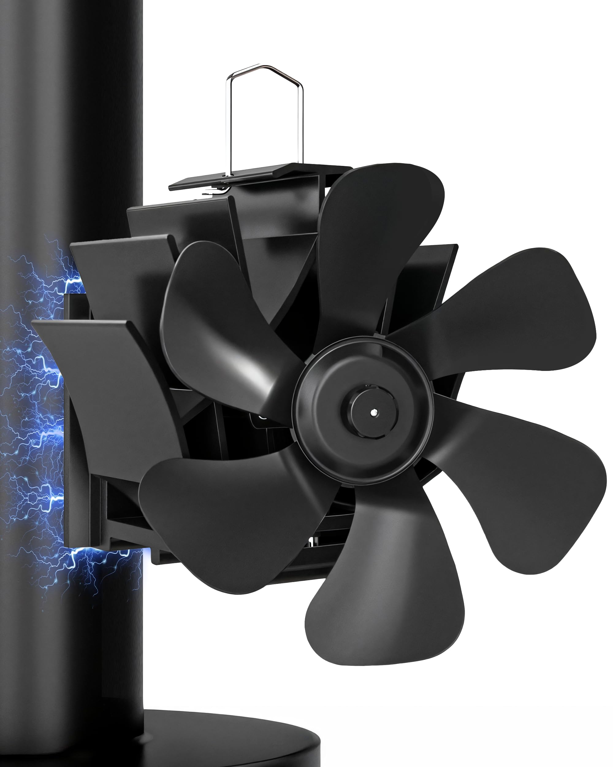 Signstek Wood Stove Fan, Magnetic Pipe Fireplace 6-Blade Fan, Heat Powered on Chimney for Wood/Log Burner/Gas Stove