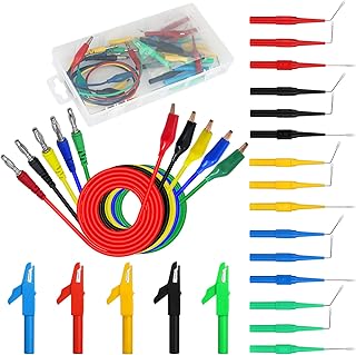 25pcs Automotive Test Leads Kit, Back Probe Alligator Clips, Alligator Clip to 4mm Banana Plug Test Probe Back Probes, Multimeter Electrical Testing 5 Colors Automotive Repair Diagnosis Tools Set