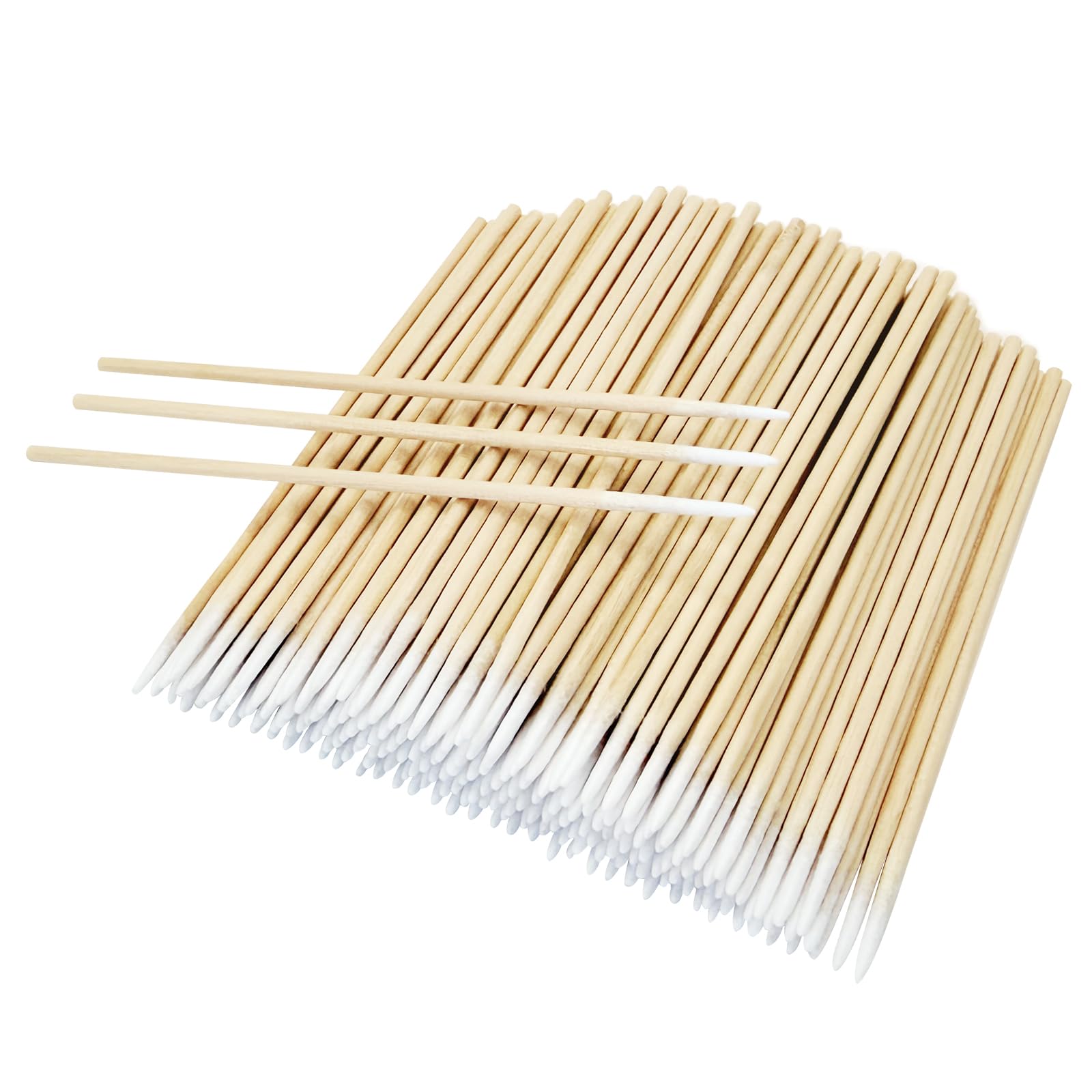200PCS Pointed Cotton Swabs Wood Handle - Precision Tips for Nail Edge Cleanup - Sturdy Sticks for Gel