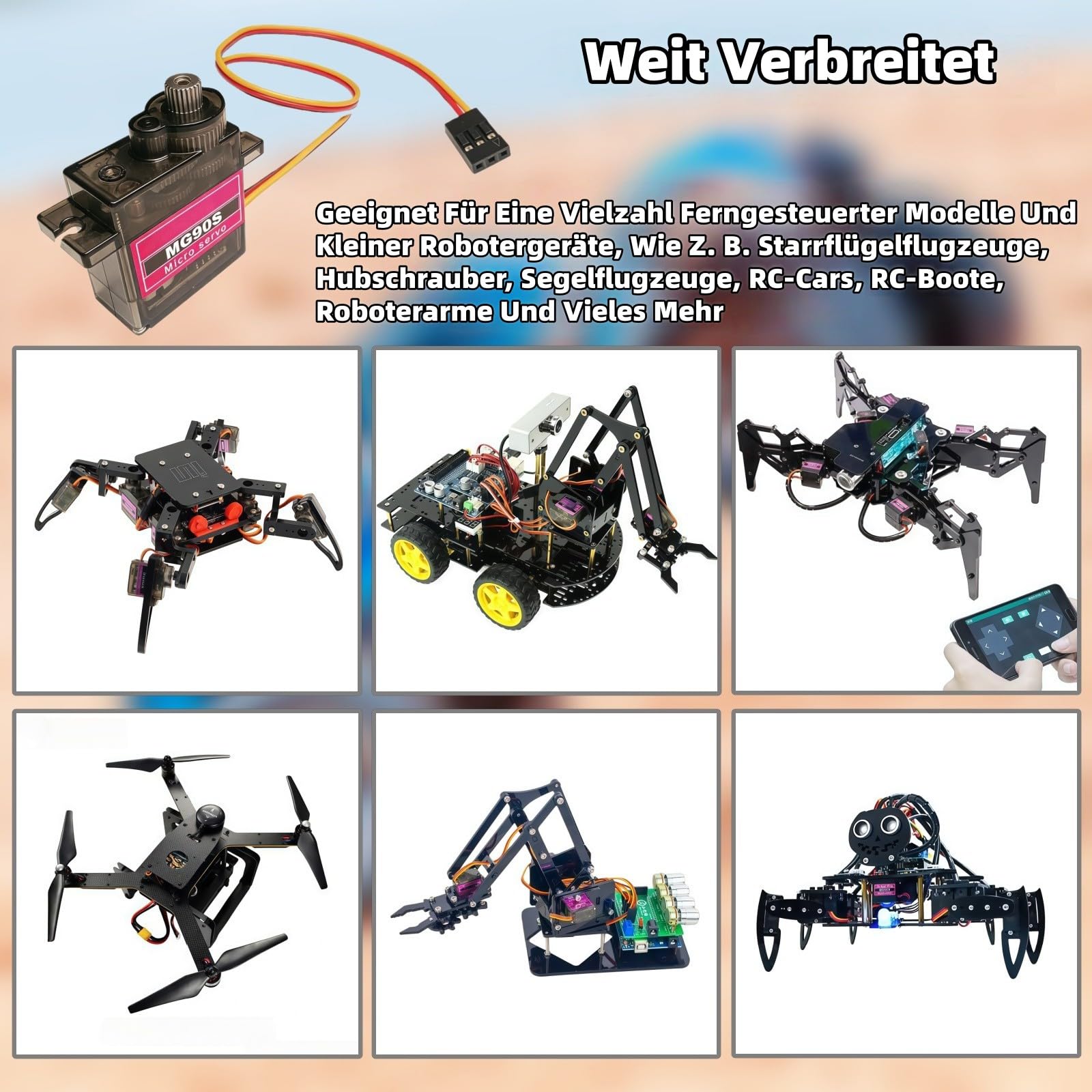 8 Stück MG90S 9G Mikro-Servomotor-Metallgetriebe-Kit, Mini-Servos für RC-Roboter, Autos, Boote, Hubschrauber, Flugzeuge, Arduino-Projekt-Servomotoren zur Steuerung