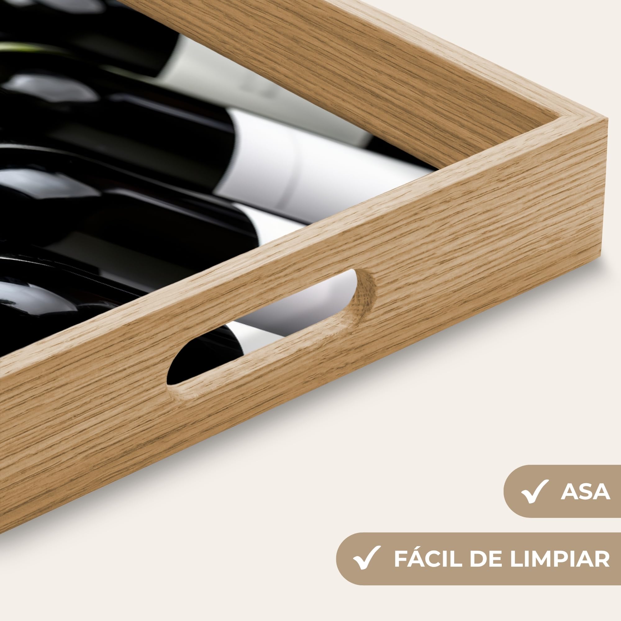 Bandejas De Madera Rectangular 50x35 cm Bandeja para Servir Roble Decorativa Cafe Resistente A Los Arañazos Tabuleiro Desayuno Vino - Botellas - Variedad - Sabores