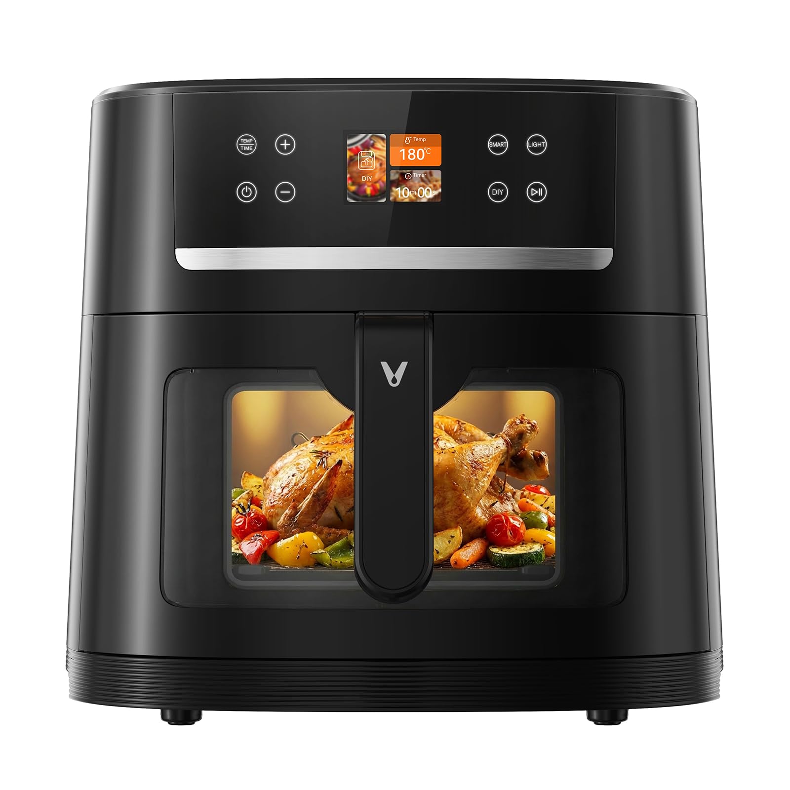 VIOMI VORTEX Max Heißluftfritteuse 8L Air Fryer, mit automatischer Erkennungstechnologie,12 Smartprogrammen, 1800 W, TFT-Display, Wende-Erinnerung, Antihaftbeschichtet, Spülmaschinengeeignet, Schwarz
