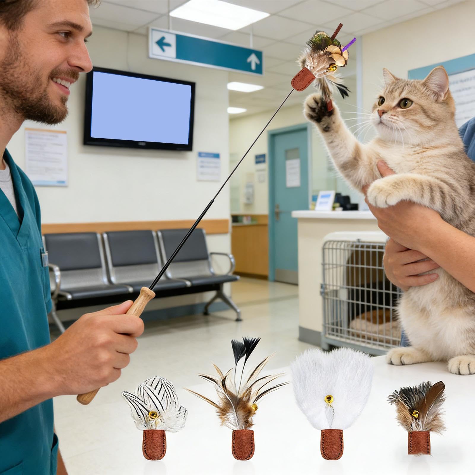 Giocattolo Per Gatti Da Interno Bacchetta Teaser per Autonomo | Giochi Morbidi Per Cuccioli Di Gatto Per Cuccioli di Animali Domestici Casa Esterno Compleanno Vacanza Esercizio