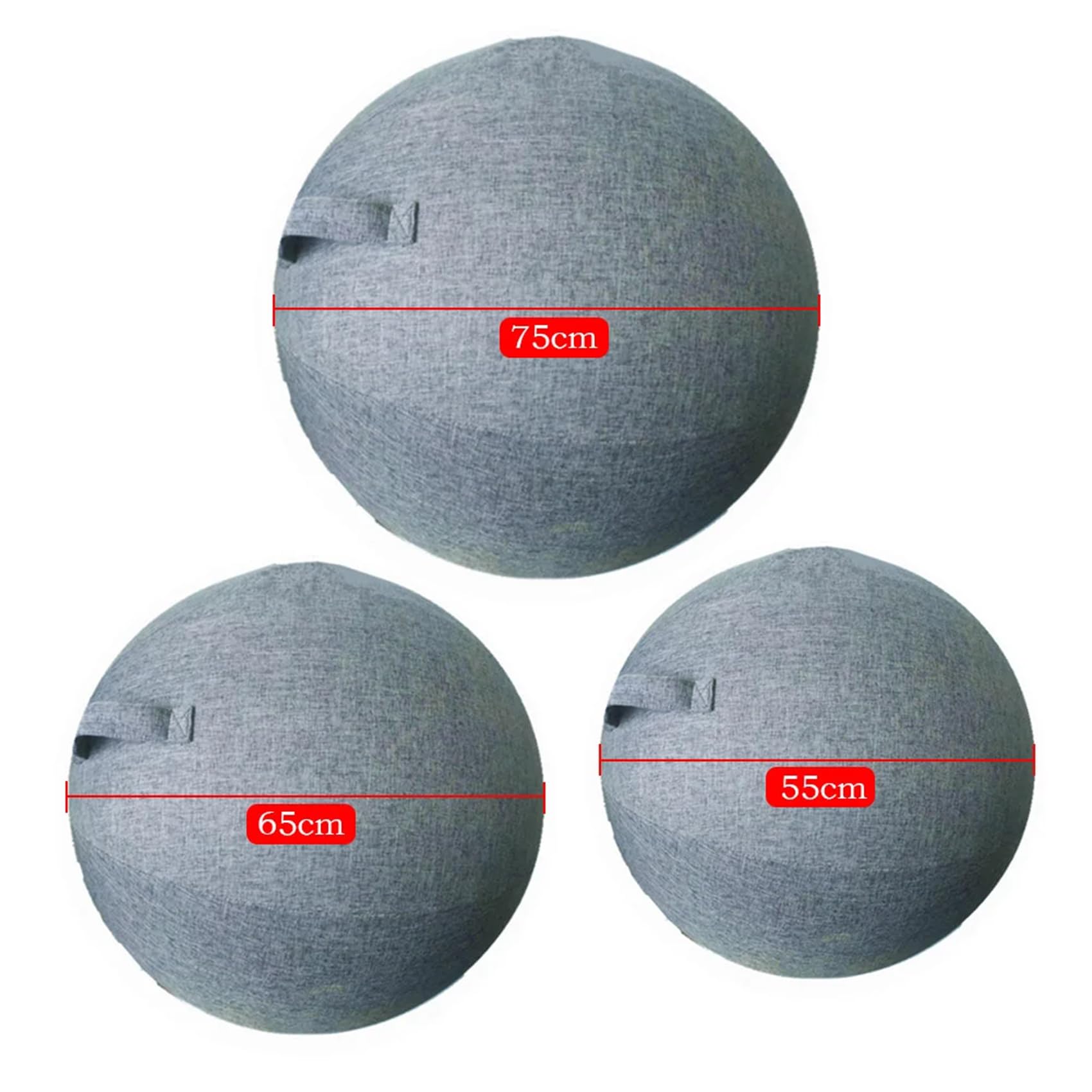 Housse Ballon Gym 55/65/75cm Housse Ballon de Exercice Housse De Swiss Ball Ballon Bureau Anti-saleté Durable Housse De Protection Antidérapante,Argent,65cm