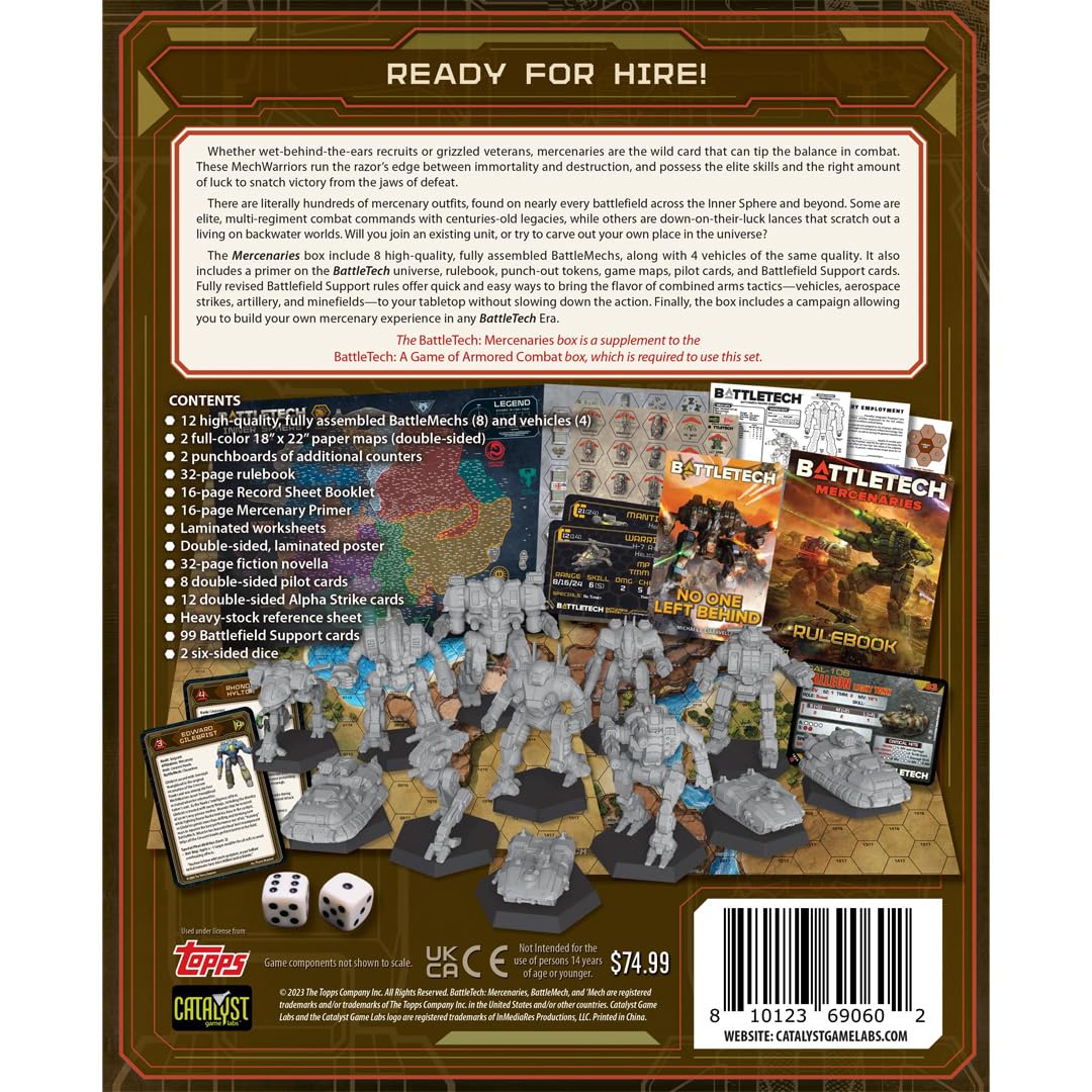 Catalyst Game Labs | BattleTech Mercenaries Box Set | Gra Figurkowa | 1+ Graczy | 15 Minut