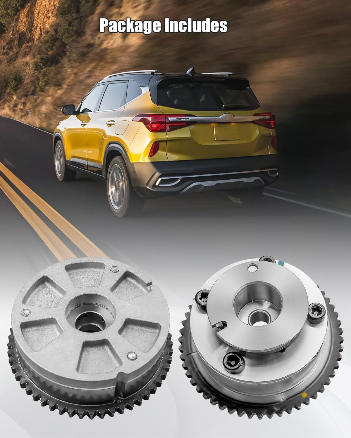 24350-2E700 & 24370-2E020 CVVT Exhaust & Intake Camshaft Gear Fit for Hyundai Elantra Kona Veloster Kia Forte Soul Seltos 2017-2022, Camshaft Sprocket Gear