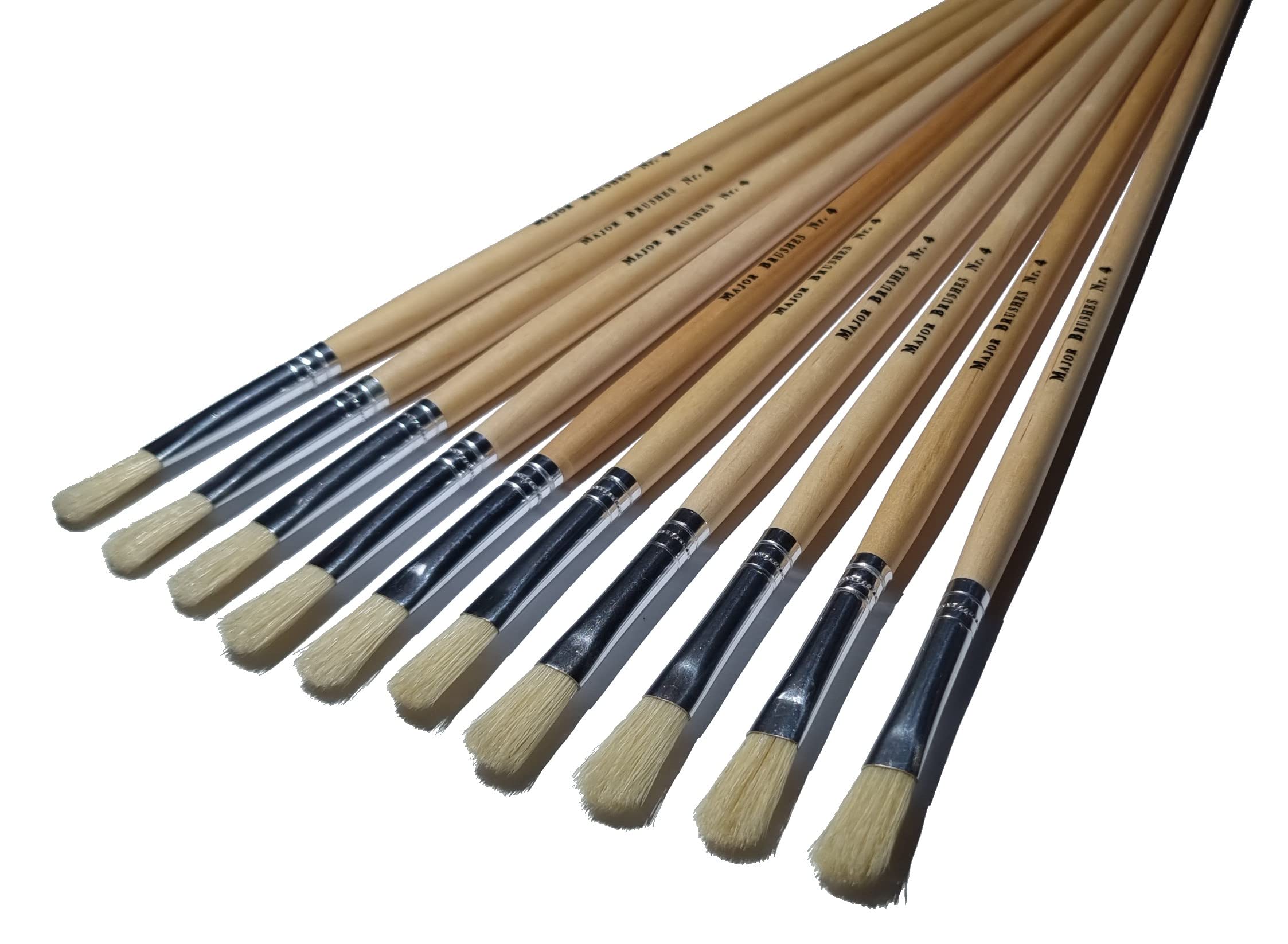 Major Brushes Natural Hog Bristle Filbert Brushes Size 4 - Pack Of 10