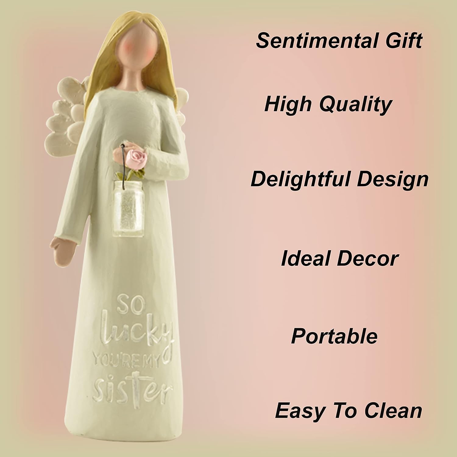 Feather & Grace Angel Holding Clear Vase, Figurine for Sisters, Statue for Home or Room Decor, Guardian Angel Ornament Gifts for Her - Resins - Multi, One Size - Image 4