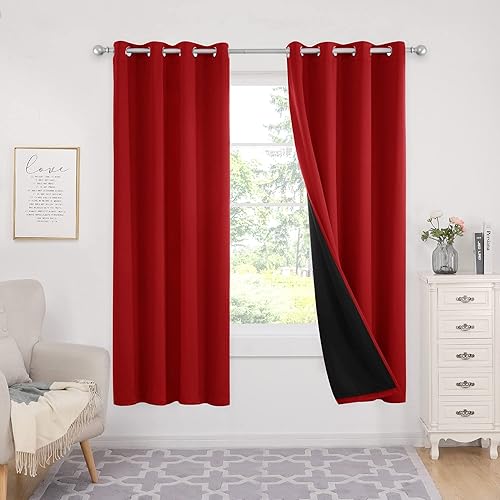 Miniatura 35 de Deconovo - Cortinas opacas 100% con forro, aisladas térmicamente, con reducción de ruido, certificadas por Oeko-TEX, con ojales en la parte Gris