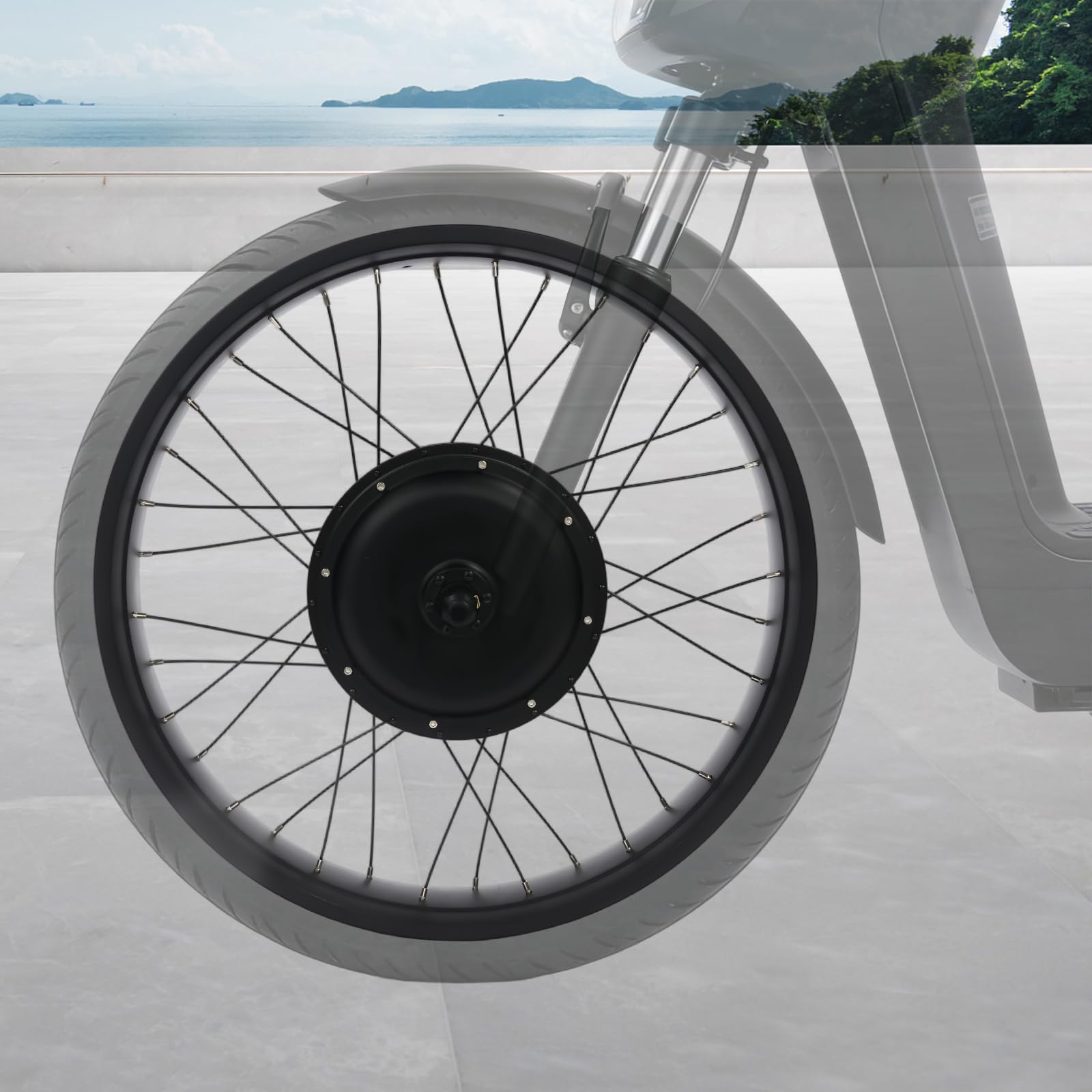 E-Bike Kit de conversion pour roue avant 26" 48 V 1000 W avec écran LCD | Moteur de moyeu de roue avant avec couple de 40 Nm, écran LCD et capteur PAS pour conversion de vélo