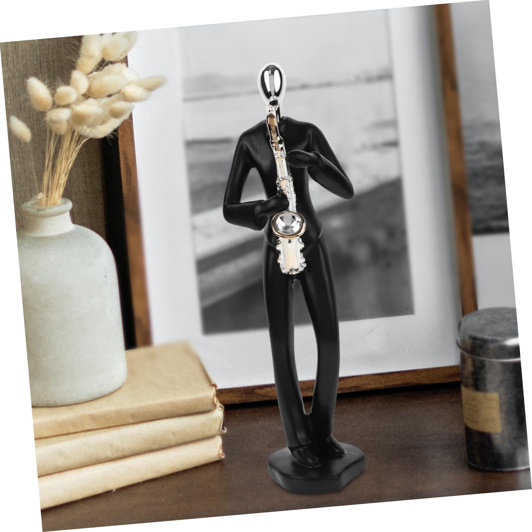 VICASKY Statua Musicista in Resina Astuccio Decorativo per Studio o Caffè Statuina Astratta di Musicista per Arredamento Contemporaneo