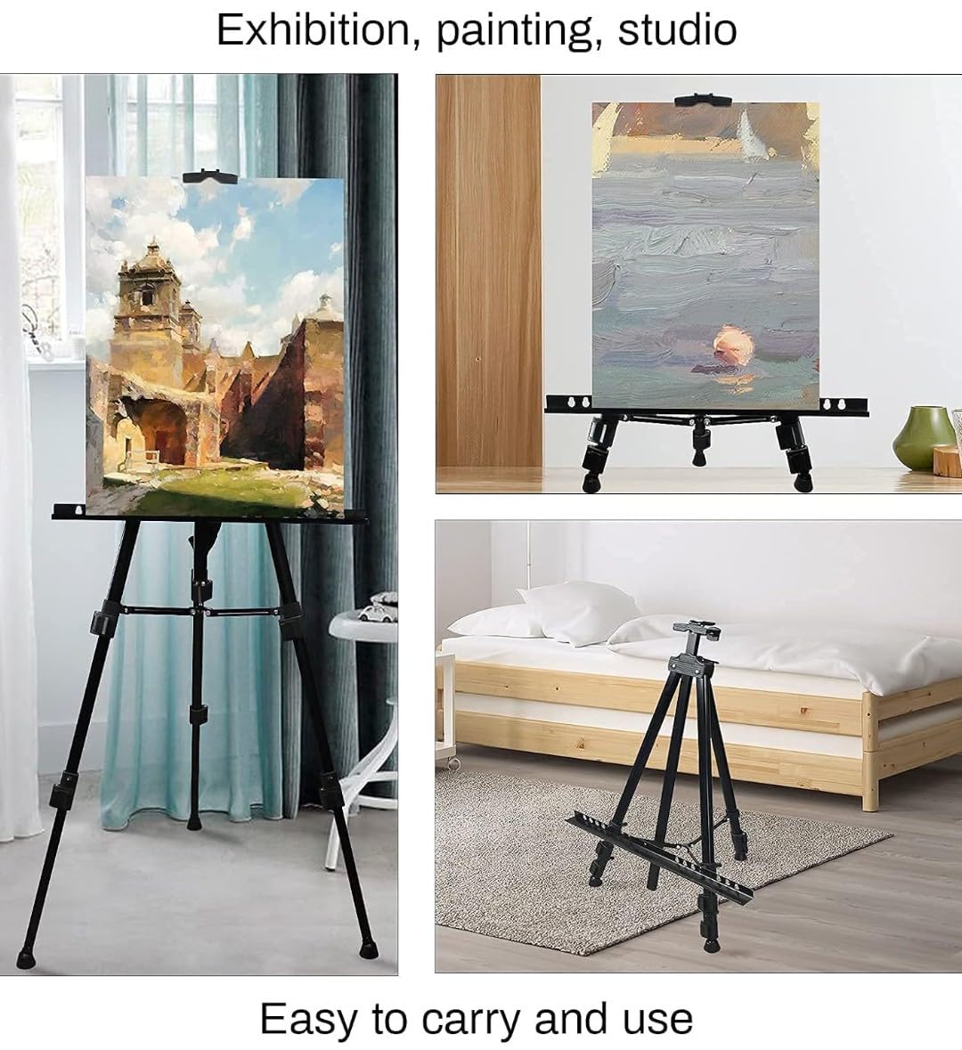 VRB DecTM Wooden Foldable/Adjustable Easel Stand for displaying Great Artwork Sketch,Art Painting,Canvas,Business, Display, Artist Students (5 FT Metal Foldable Stand - 1 Pcs) 3