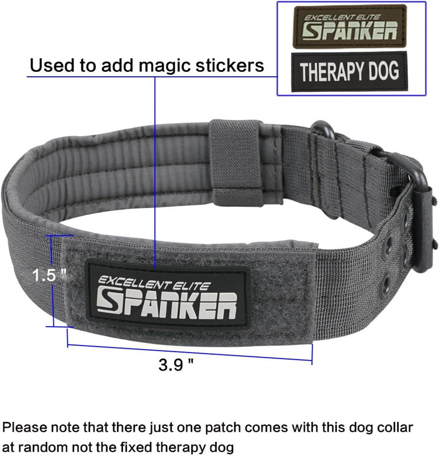 L Size 1.5" Width Military Dog Collar for Medium Large Dogs with Tactical Bungee Dog Leash
