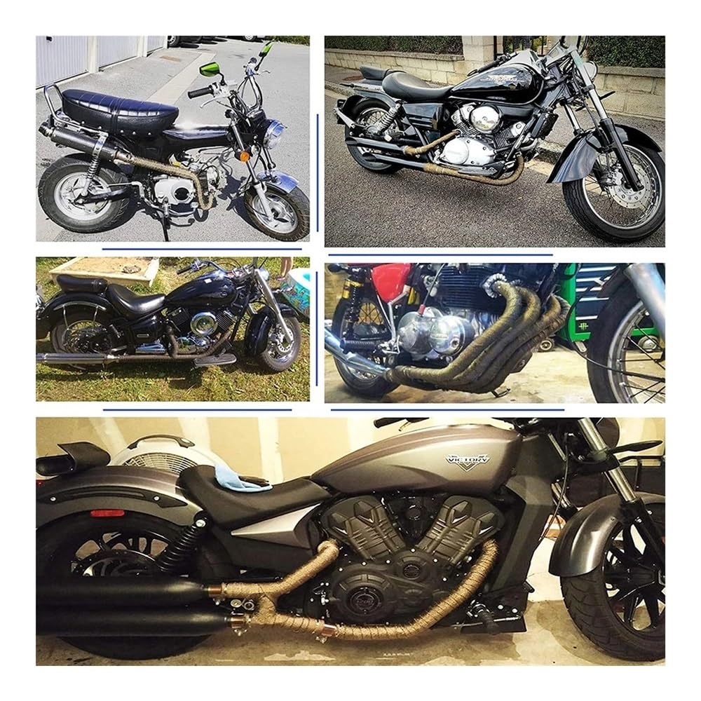 Zestaw termoizolacyjny do owijania spalin motocykla o szerokości 5 cm 5 M/10 M/15 M/20 M taśma termoizolacyjna z opaskami ze stali nierdzewnej(5x15 Titanium)