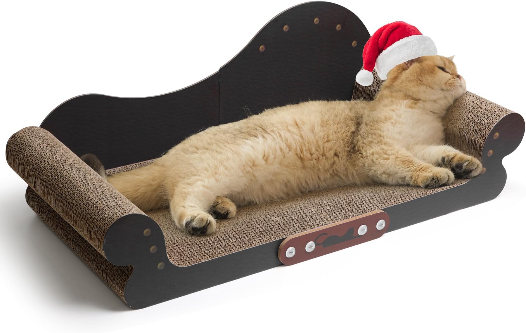 ComSaf Cat Scratcher Cardboard, 67 cm Cat Scratching Lounge Bed, 2 in 1 Large Scratching Board for felines, Recyclable Scratch Pad, Durable Sofa Shaped Scratch Bed Protects Furniture | Cat Scratching Board, Sofa Lounger Shape, Furniture Protection, Indoor Floor Use, Adult Cats, Claw Care