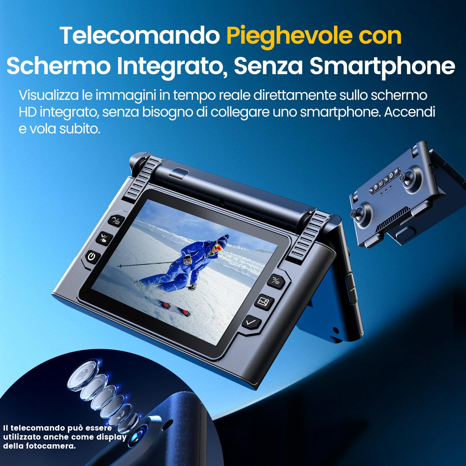 M66 Drone Con Telecomando HD Pieghevole Da 4,3″, Fotocamera 1080P, Evitamento Ostacoli, Flusso Ottico, Motore Brushless, Fino A 40 Min Di Volo, Facile Da Pilotare Per Principianti