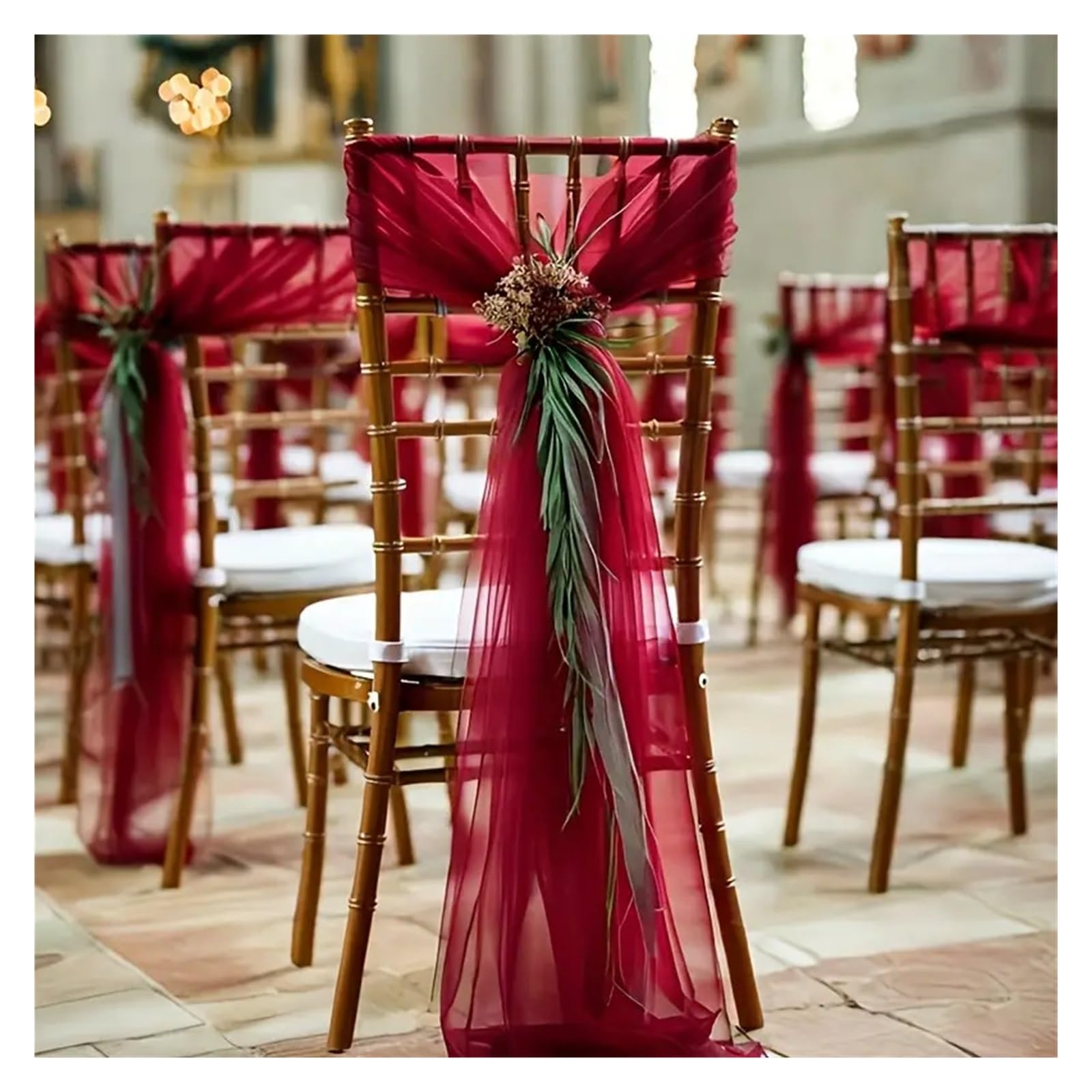 YGSGJSP Chair Sashes 50-10pieces 200x75cm gauze Chair Back Veil Wedding Sashes Bows Covers Ribbon Party Decor for Wedding(Color 4,10 pcs)