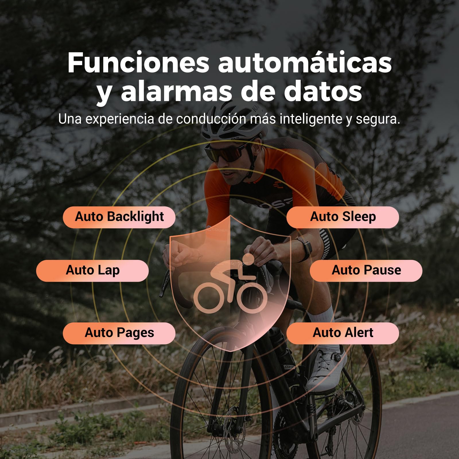 COOSPO CS300 Computadora Bicicleta, Ciclocomputador Bicicleta GPS 40 Horas Batería Duración con Pantalla LCD de 2,6’’ Pulgadas con Retroiluminación, IPX7, Admite BLE5.0/Ant+