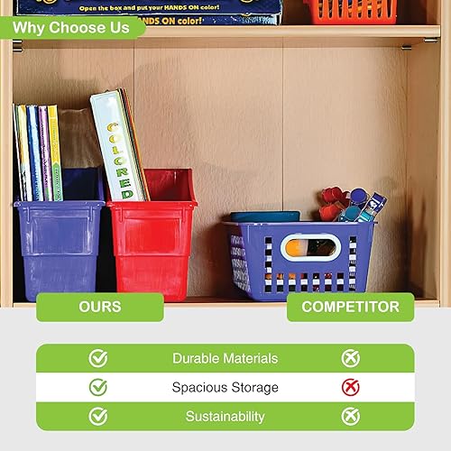 Miniatura 6 de Fun Express Contenedores de libros para el aula, paquete de 6 organizadores de libros de plástico duradero, fácil acceso y ordenados libros siempre