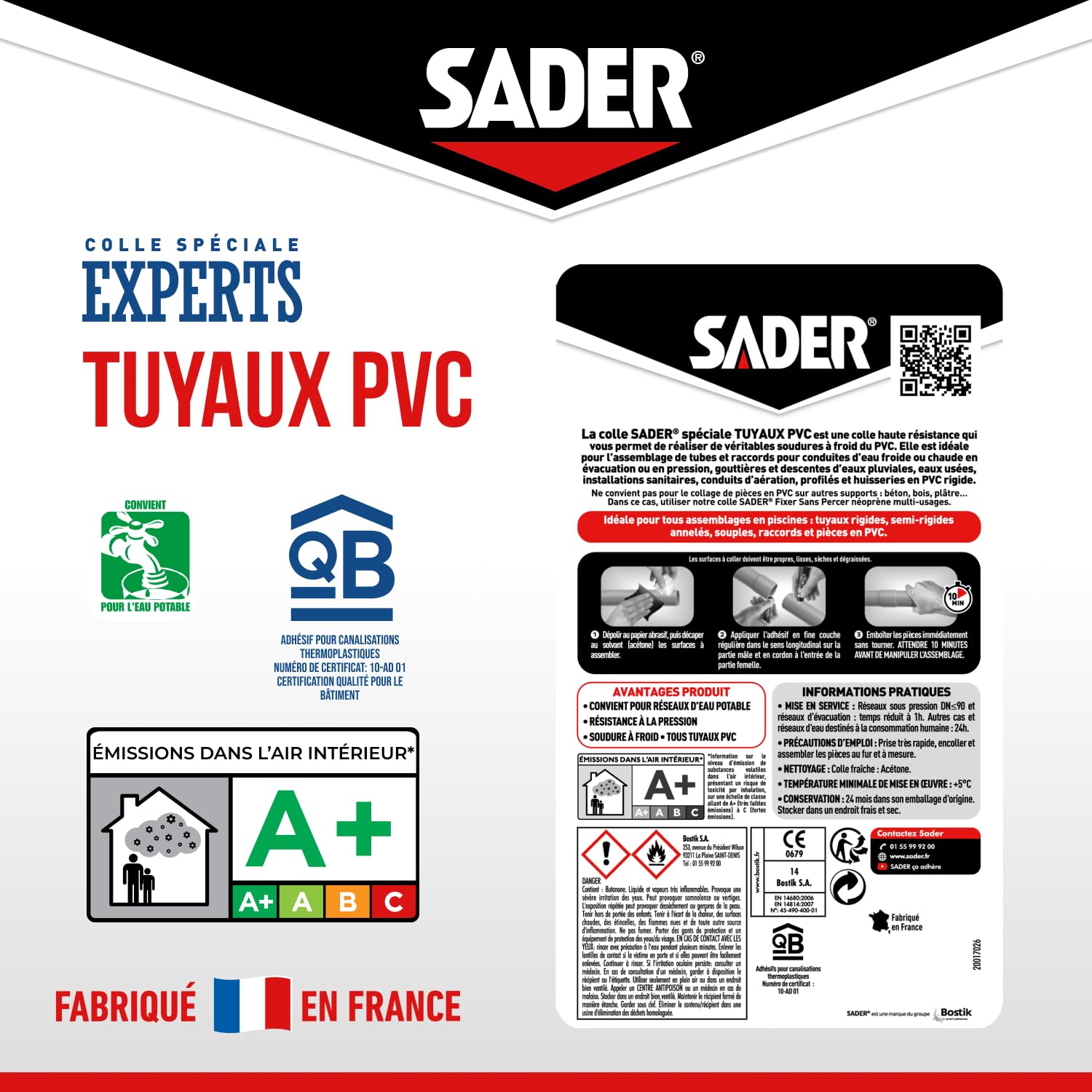 Bostik Sader Gp - Pegamento tubos y empalmes de PVC, 500 ml