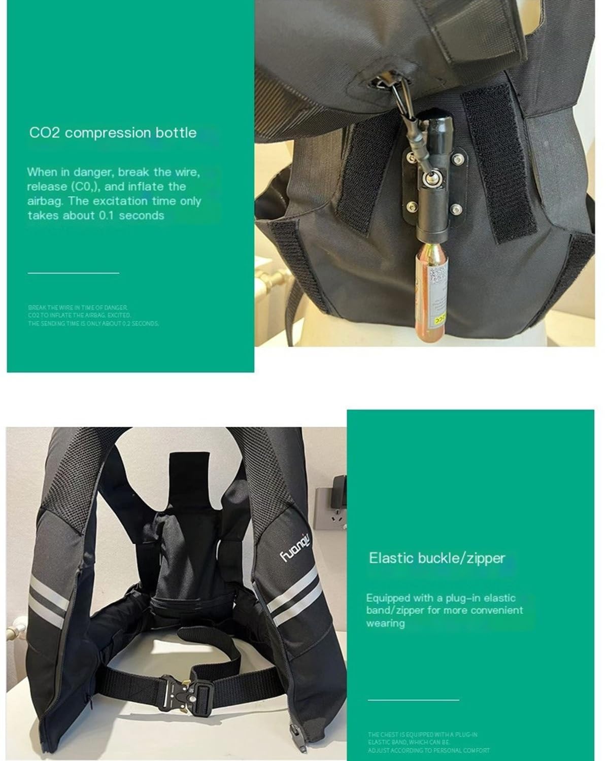 Gilet Airbag Moto Adulte/enfant Avec Bandes Réfléchissantes, Taille Ajustable, Léger Airbag Portable