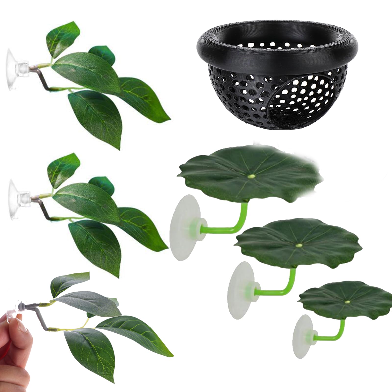 7 Pcs Betta Fish Tank Accessories Set, Betta Fish Leaf Pad Hammock Aquarium Decorations, Bettas Suction Cup Tank, Fish Tank Decor for Sleeping, Resting, Breeding, Playing and Hiding