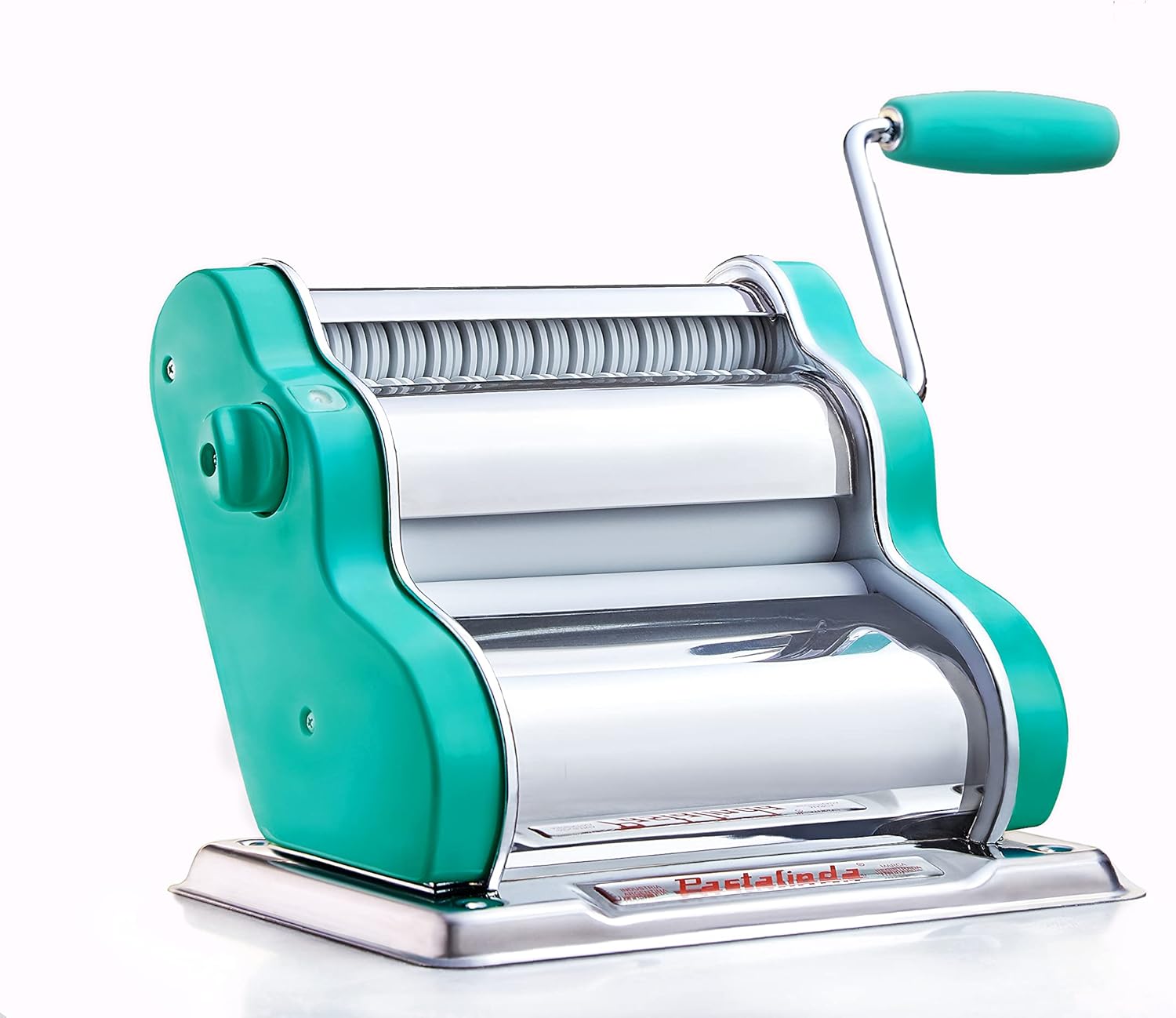 PASTALINDAClassic 200 Pasta Maker Machine, 20 cm Wide Rollers, 9 Thickness Positions, 2 Cutting Positions, Stainless Steel. Includes Reinforced Hand Crank And Two Clamps (Green) PASTALINDAClassic 200 Pasta Maker Machine, 20 cm Wide Rollers, 9 Thickness Positions, 2 Cutting Positions, Stainless Steel. Includes Reinforced Hand Crank And Two Clamps (Green)