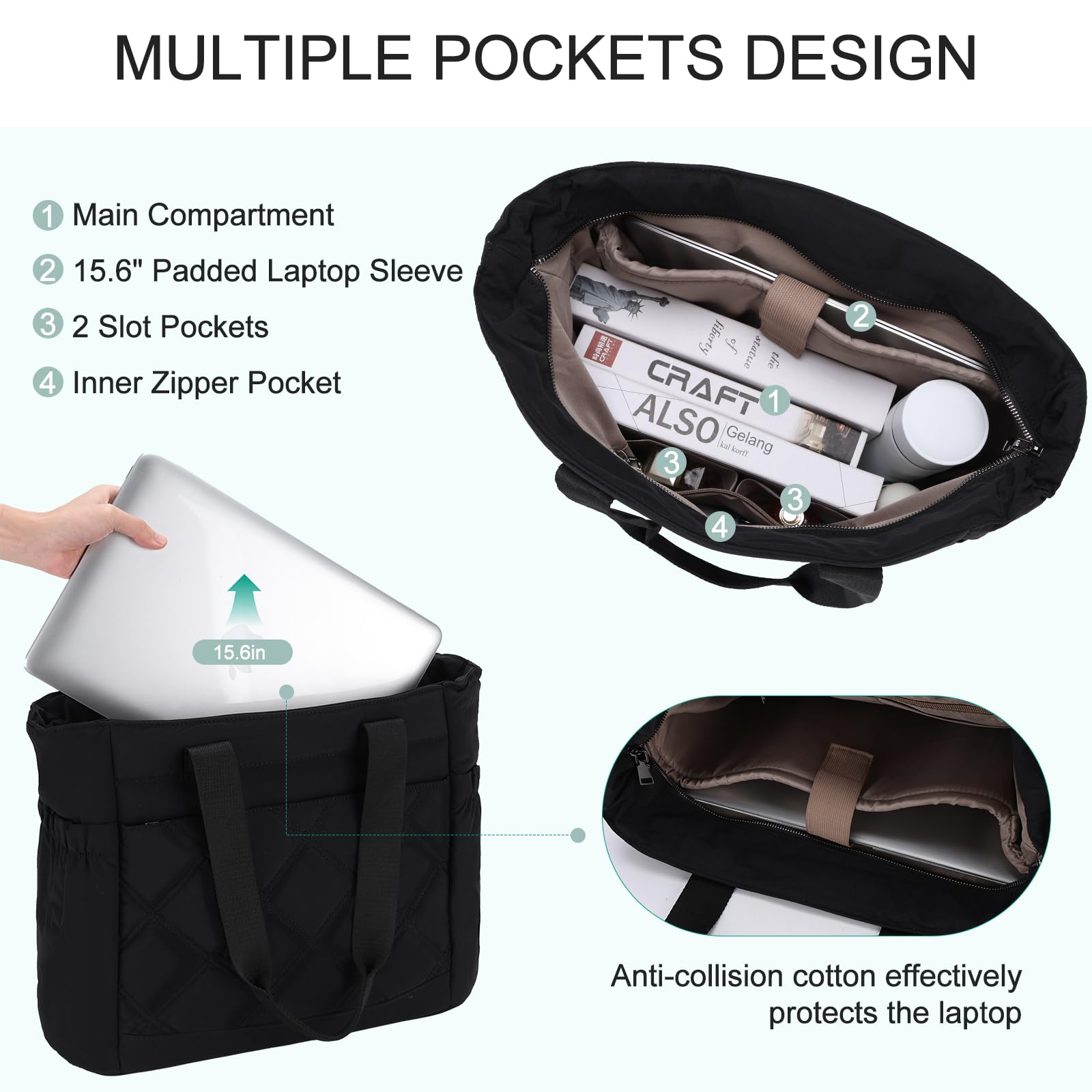 Chase Chic Torebka damska, duża torba na laptopa o przekątnej ekranu 15,6", do pracy, podróży