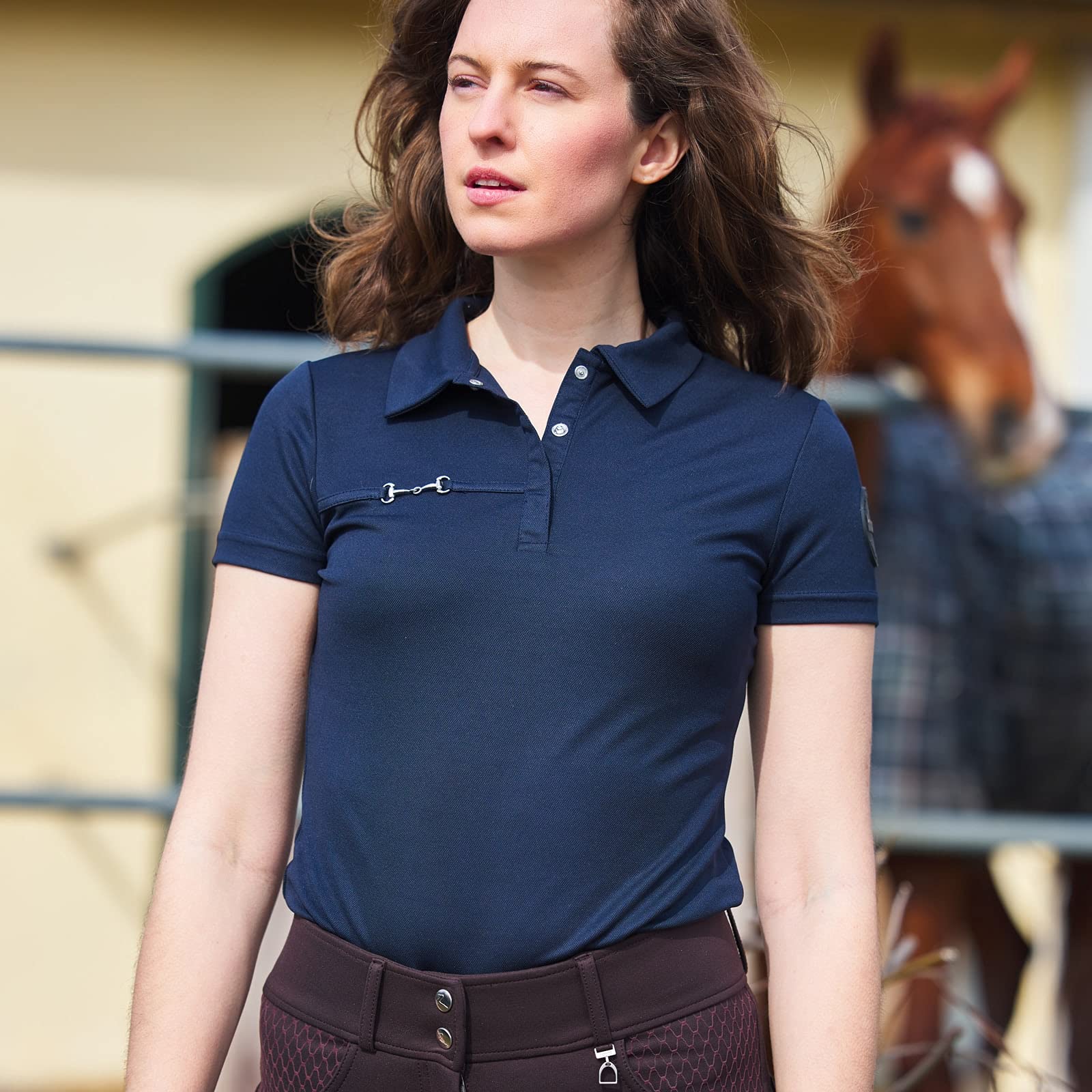 HORZE Polo Fonctionnel à Manches Courtes Denise, Femme
