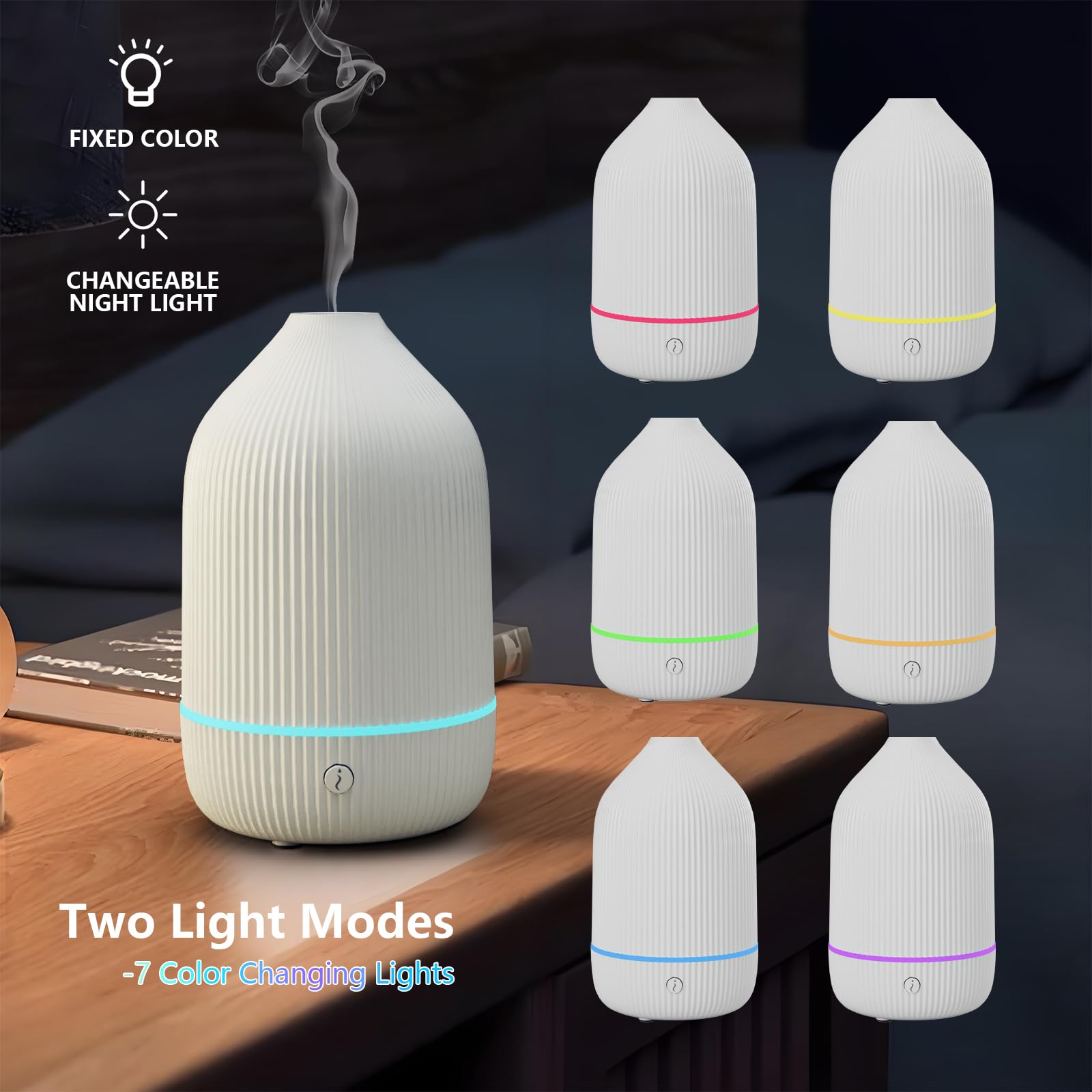 Mały dyfuzor olejków eterycznych, mini dyfuzor do aromaterapii, 100 ml, z kablem USB i adapterem, 7 zmieniających się kolorów, zasilany przez USB, do domu, pokoju, biura, podróży, na prezent