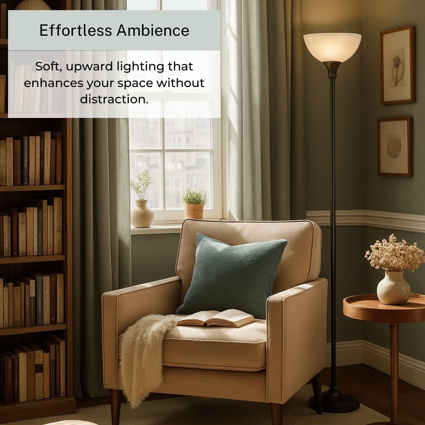 LIGHTACCENTS Bronze Floor Lamp, 72'' Torchiere with Glass Shade